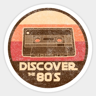 DISCOVER THE 80'S retro vintage cassette tape mashup Sticker